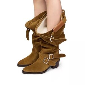 Brown Suede Knee-High Boots